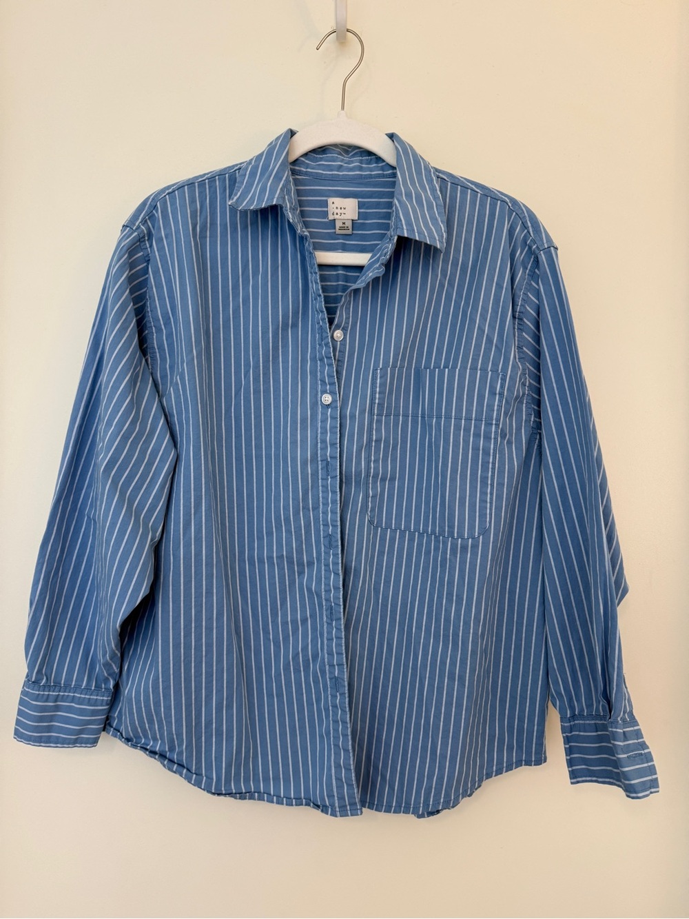 a new day Blue and White Striped Oversized Button-Down Shirt